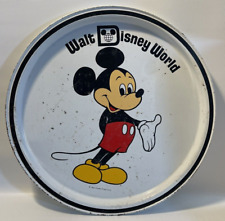 Vintage Walt Disney World Mickey Mouse Metal Tray Souvenir Tin Enamel 1970s picture