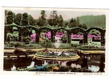 Victoria Postcard Canada RPPC Star Pond Butchart's Gardens BC Hand Color picture