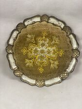 Vintage Italian Florentine Gold Round Wood Serving  Tray Hand Painted Italy picture