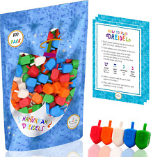 Hanukkah Dreidels 100 Bulk Pack Multi-Color Plastic Chanukah Draydels With Engli picture