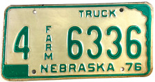 Nebraska 1976 Farm Truck License Plate Tag Vintage Garage Custer Co Collector picture