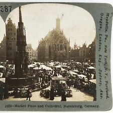 Market Place Nuremberg Germany Stereoview c1902 Cathedral Street Photo A2157 picture