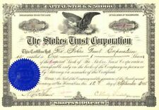 Stokes Trust Corporation - Stock Certificate - Banking Stocks picture