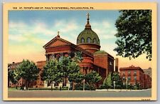 Saint Peters Saint Pauls Cathedral Philadelphia Pennsylvania Linen VTG Postcard picture