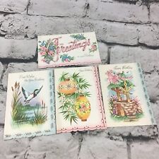 Vintage Birthday Cards Lot Of 4 Floral Well Duck With Sweet Sentiments Inside  picture