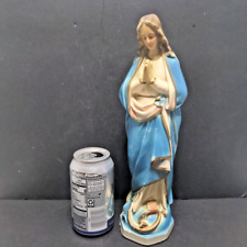 Blessed Virgin Mary Crushing Snake Satan Serpent Chalkware Figurine 12.25