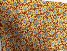 Yellow & Blue Floral Cotton Beth Ann Bruske David Textiles 42” W X 110” L 3 Yds picture