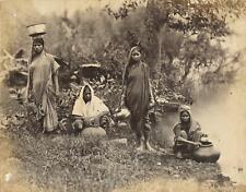 c. 1870's Indian Women Gathering Water Albumen Photo picture