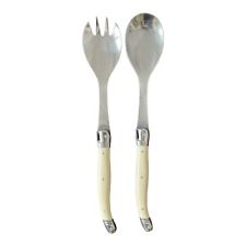Vintage 2 Pc Laguiole-Antique White Bee Stainless by Jean Dubost Salad Servers picture