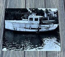 Vintage 1977 Miami River Dereliet Boat Black White Photograph 6 5/8” x 8.5” picture