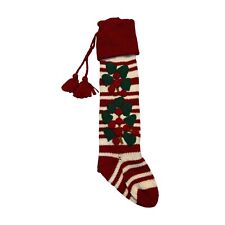 Vintage Large Knit Striped Christmas Stocking 28