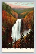 Yellowstone National Park WY-Wyoming, Great Falls, Antique Vintage Postcard picture