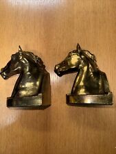 Vintage Brass Horse Head Pair Bookends 6