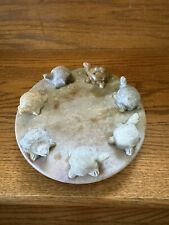 Soapstone Turtle Circle Of Friends Candle Holder. 6 1/2 Inches Round. picture