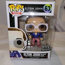Funko Pop Pop Rocks Elton John #63 Red, White, & Blue Glitter FYE Exclusive  picture