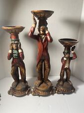 Vintage Moroccan Monkey Candlestick set of 3 - 15”,13”, 11” picture