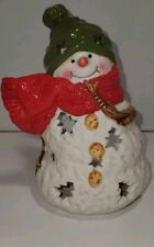 Hallmark Jan Karon Mitford Country Snowman Ceramic Tea Light Candle Holder picture