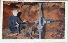 Northern Minnesota Miner Drilling in Mine Postcard c1940 picture