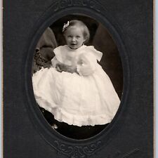 1900s Perham MN Adorable Smile Baby Girl Cabinet Card Cute Bright Eyes Olson B24 picture