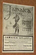 Antique Boston Travel Agency - United Fruit Co Steamship Lines - Jamaica 1904 AD picture