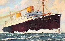 SS Columbus Ship Ocean Cruise Liner Lloyd Bremen Hindenburg Vtg Postcard D47 picture