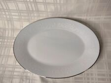 Noritake China Reina Small Oval Serving Plate Platter 6450Q Floral Platinum picture