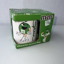 M&M’s M and M's Green Ceramic Mug W/ Box New Old Stock 2012 Wearing White Boots picture
