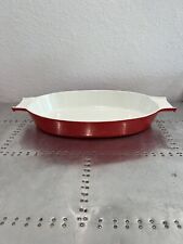 RARE MCM COPCO Michael Lax RED Enamel Cast Iron Large 16” x 9” Oval Baking Dish picture