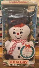 Vintage Knickerbocker Holiday Miniatures Snowman Plush, NIP 1973, Read Below picture