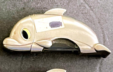 Vintage Metal Dolphin Porpoise Mini Novelty Lighter Flip Top Case picture