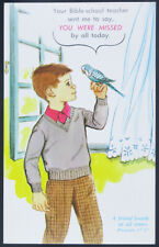 “You were Missed” Boy with Parakeet, 	ST-594 by Standard USA Sunday School picture