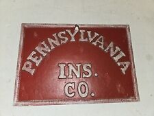 Vintage Pennsylvania Insurance Co. Cast Iron Metal Firemark Sign,11x8,Embossed picture