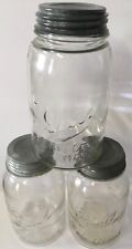 3 Vintage Perfect Mason Quart Jars with Zinc Lids 2 - Ball & 1 - Drey lot of 3 picture