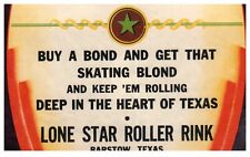 Vintage WWII Roller Skating Rink Sticker Decal Label Barstow TX Lonestar s14 picture