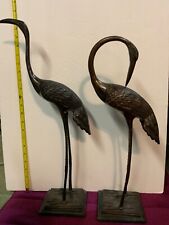 Set of two  vintage solid brass egrets picture
