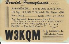 QSL  1949 Berwick  PA  radio card picture