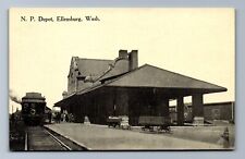 C.1915 PPC ELLENSBURG, WA, N.P. TRAIN STATION DEPOT RR, KITTITAS Postcard PS picture
