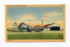 Hyannis MA 1948 postcard, Northeast Airlines propeller airplane, hangar, tower picture