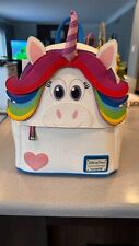 Disney Parks Loungefly Inside Out Rainbow Blue Unicorn Mini Backpack picture