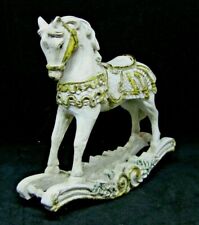 Large White Rocking Hobby Horse Gold Accents NEW Christmas Gift picture