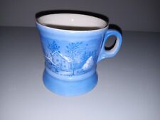 Vintage Currier & Ives Shaving Mug The Farmers Home in Winter Gold Trim Blue picture