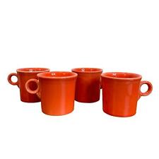 Fiesta Ware Coffee Mugs Set of 4 Ring Handle Cup Persimmon Orange Retired picture