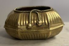 Vintage Octagonal Brass Planter Twisted Rope Tassel Rare Find picture