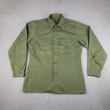 Vtg 70s Vietnam Era Mens Large Green US army OG 607 Sateen Utility Shirt USA picture