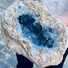 5.29  natural blue celestite geode quartz crystal mineral specimen healing. picture