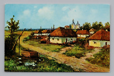 Postcard Ukrainian Village Signed Artist Card picture