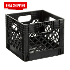 NEW Black Milk Crate Heavy Duty Stackable Plastic Multi Purpose And Best Storage picture