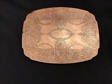 Vintage Oval Solid Copper Trivet w/Floral Drapery Design Kitchen Wall Decor picture