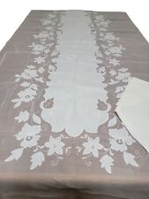 Vintage Madeira White Organdy Tablecloth 104