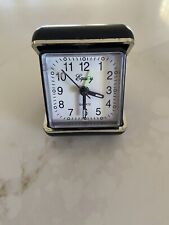 Vintage EQUITY WIND UP /Battery Travel Alarm Clock Black Case Runs TestedVintage picture